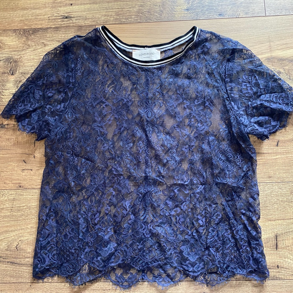 Loyd/Ford French Lace Top Navy Size 6